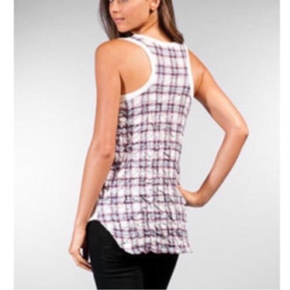 Theory  | ‘Britta' Plaid Back Thermal Knit Tank Top